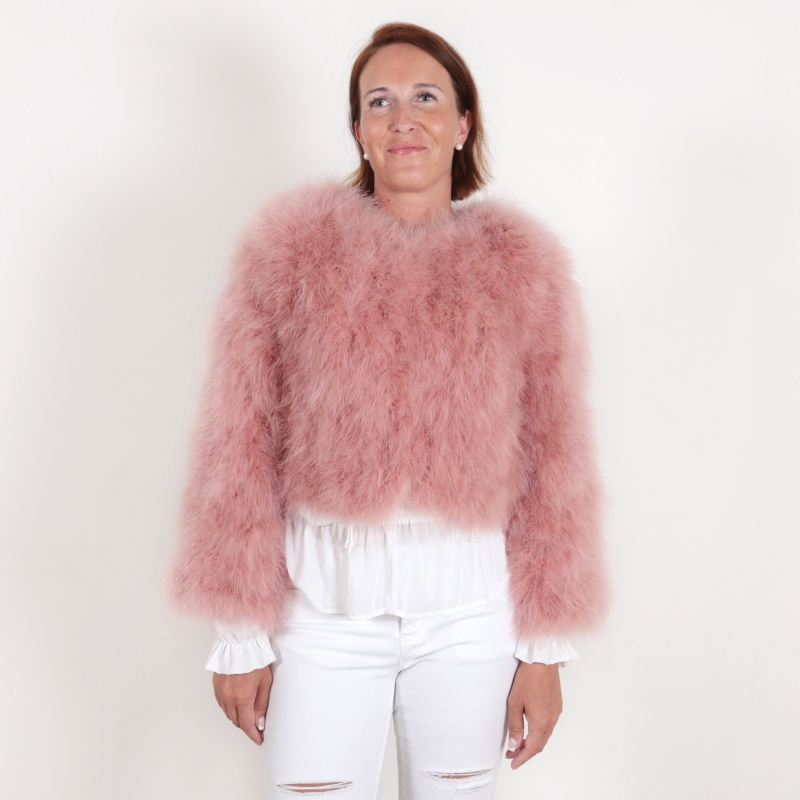 pink feather bolero