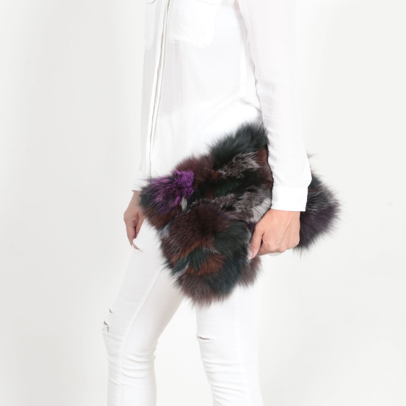 EYES ON MISHA fox fur bag Foxy patch grey multicolour