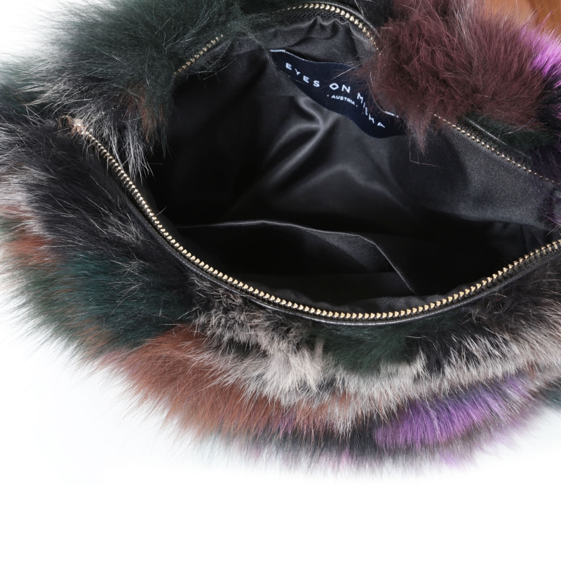 EYES ON MISHA fox fur bag Foxy patch grey multicolour