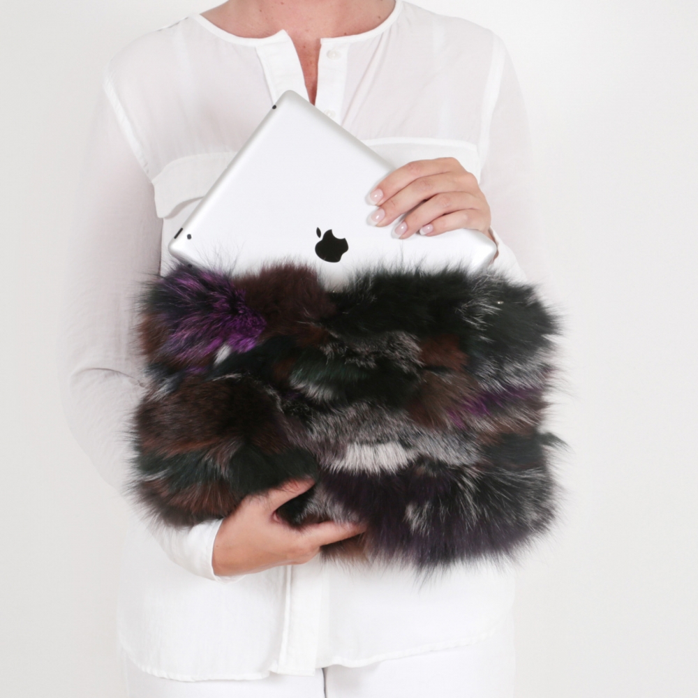 EYES ON MISHA fox fur bag Foxy patch grey multicolour