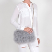 EYES ON MISHA feather handbag La Fiffi pearl grey