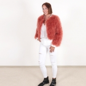 EYES ON MISHA feather bolero jacket La Fiffi burnt orange