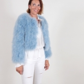 EYES ON MISHA feather bolero jacket La Fiffi dust blue