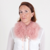 EYES ON MISHA feather collar La Fiffi coral pink