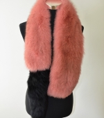 EYES ON MISHA fox fur stole Pinky with Tail  in black SAMPLE